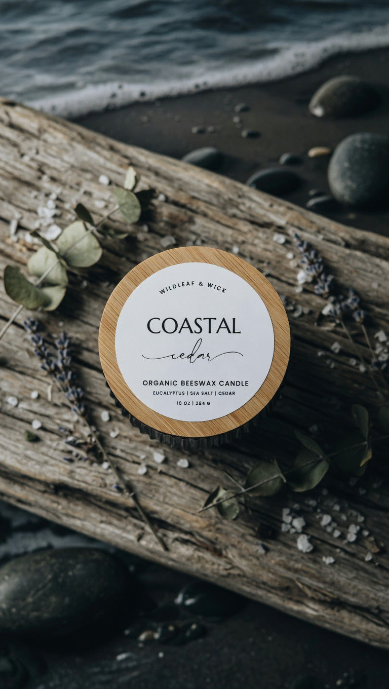 Coastal Cedar - 10oz Organic Beeswax Candle