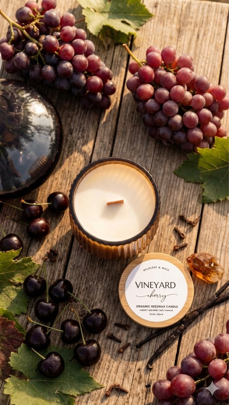 Vineyard Cherry - 10oz Organic Beeswax Candle