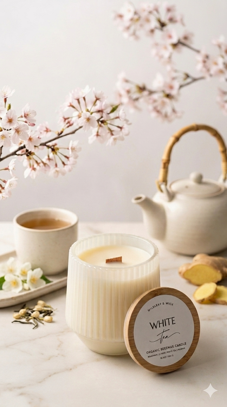 White Tea - 10oz Organic Beeswax Candle